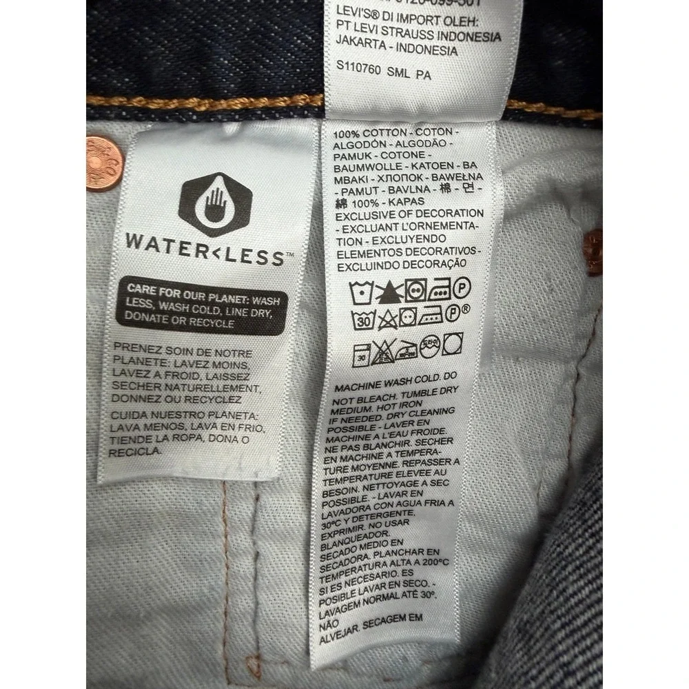 Levi's 501 Original Button Fly Jeans Dark Wash Straight Leg W29 L30 Water Less